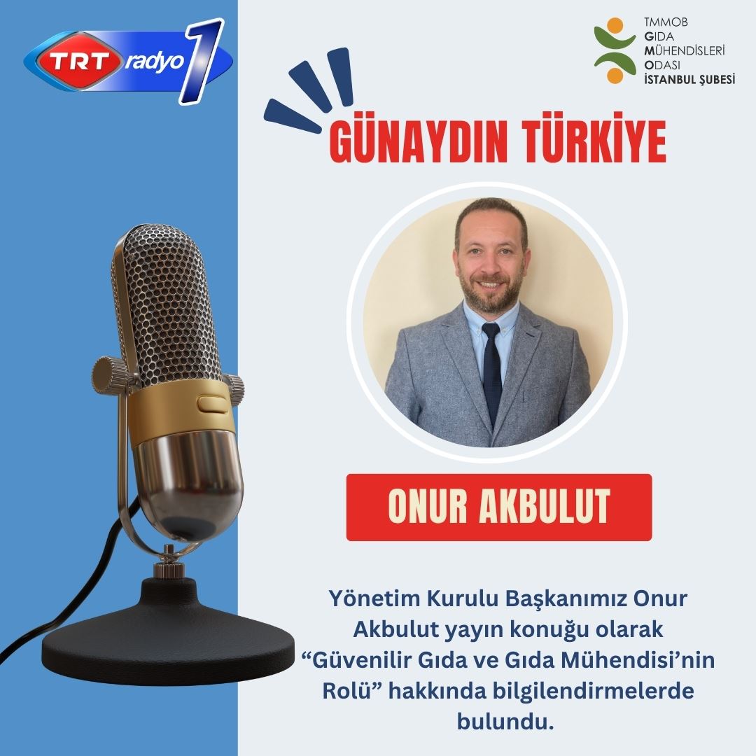 TRT RADYO 1- GÜNAYDIN TÜRKİYE PROGRAMI / YÖNETİM KURULU BAŞKANIMIZ ONUR AKBULUT YAYIN KONUĞU OLARAK BİLGİLENDİRMELERDE BULUNDU	