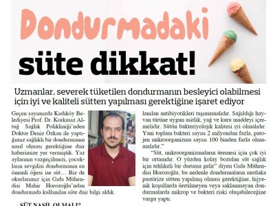 GAZETE KADIKÖYDONDURMADAKİ SÜTE DİKKATMAHİR HOROZOĞLU