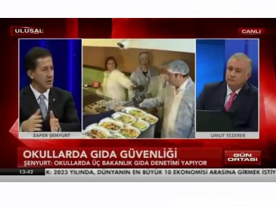 ULUSAL KANALİLK VE ORTA OKULLAR İLE LİSELERDEKİ GIDA GÜVENLİĞİŞUBE BAŞKANIMIZ ZAFER ŞENYURT CANLI YAYIN