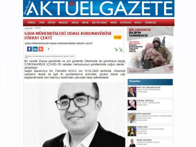AKTÜEL GAZETESİGIDAMO KORONAVİRÜSE DİKKAT ÇEKTİBAŞKAN İSA TAHTA