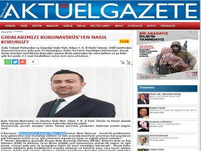AKTÜEL GAZETESİGIDALARIMIZI KORONAVİRÜSTEN NASIL KORURUZFATİH TEKSÖZ