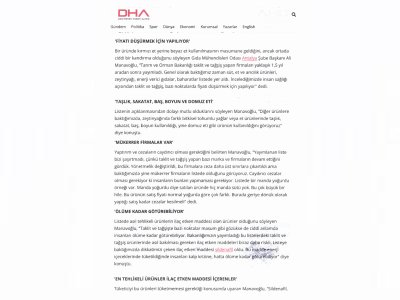 DEMİRÖREN HABER AJANSINDA YAYINLANAN TAKLİT VE TAHŞİŞ LİSTESİNDEKİ ÖLÜMCÜL TEHLİKE RÖPORTAJI