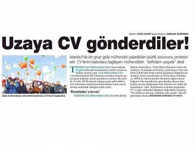 MİLLİYET GAZETESİUZAYA CV GÖNDERDİLER 