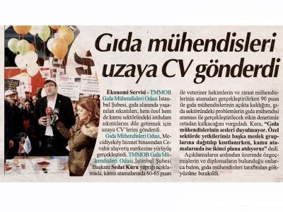 CUMHURİYET GAZETESİGIDA MÜHENDİSLERİ UZAYA CV GÖNDERDİ