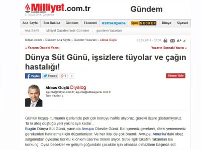MİLLİYET GAZETESİDÜNYA SÜT GÜNÜ