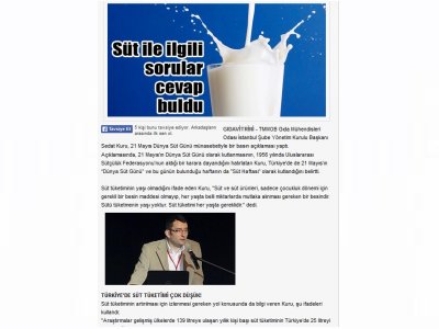 SÜT İLE İLGİLİ TÜM SORULAR CEVAP BULDU BAŞLIKLI YAZIMIZIN BASINDAKİ YANSIMALARI