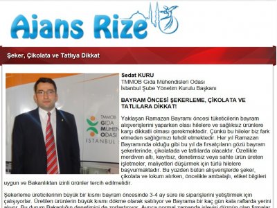 AJANS RİZE İNTERNET SİTESİBAYRAM ÖNCESİ ŞEKERLEME ÇİKOLATA VE TATLILARA DİKKAT