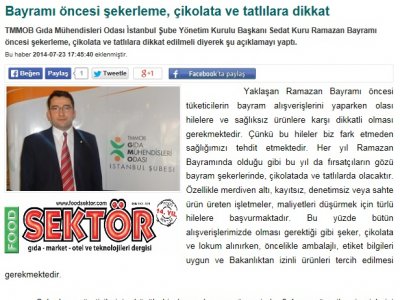 FOOD SEKTÖR DERGİSİ İNTERNET SİTESİBAYRAMI ÖNCESİ ŞEKERLEME ÇİKOLATA VE TATLILARA DİKKAT