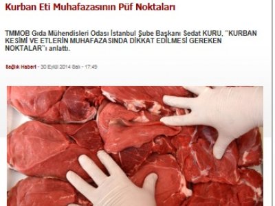 MEDYAEGE GAZETESİKURBAN ETİ MUHAFAZASININ PÜF NOKTALARI