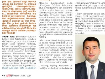 AKTİVİST DERGİSİ GÜVENLİ VE SAĞLIKLI GIDAYA ULAŞMAK İÇİN NELERE DİKKAT ETMEMİZ GEREKLİ