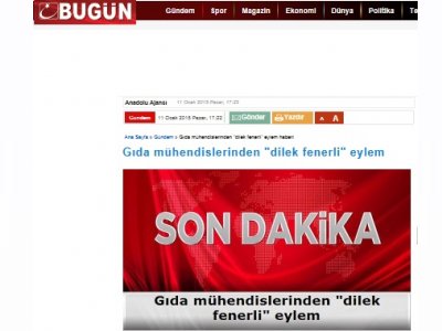 BUGÜN GAZETESİGIDA MÜHENDİSLERİNDEN DİLEK FENERLİ EYLEM