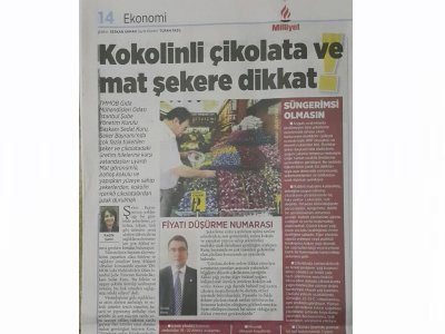 MİLLİYET GAZETESİ KOKOLİNLİ ÇİKOLATA VE MAT ŞEKERE DİKKAT 