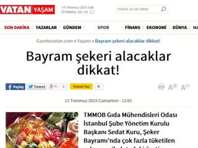 VATAN GAZETESİ BAYRAM ŞEKERİ ALACAKLAR DİKKAT