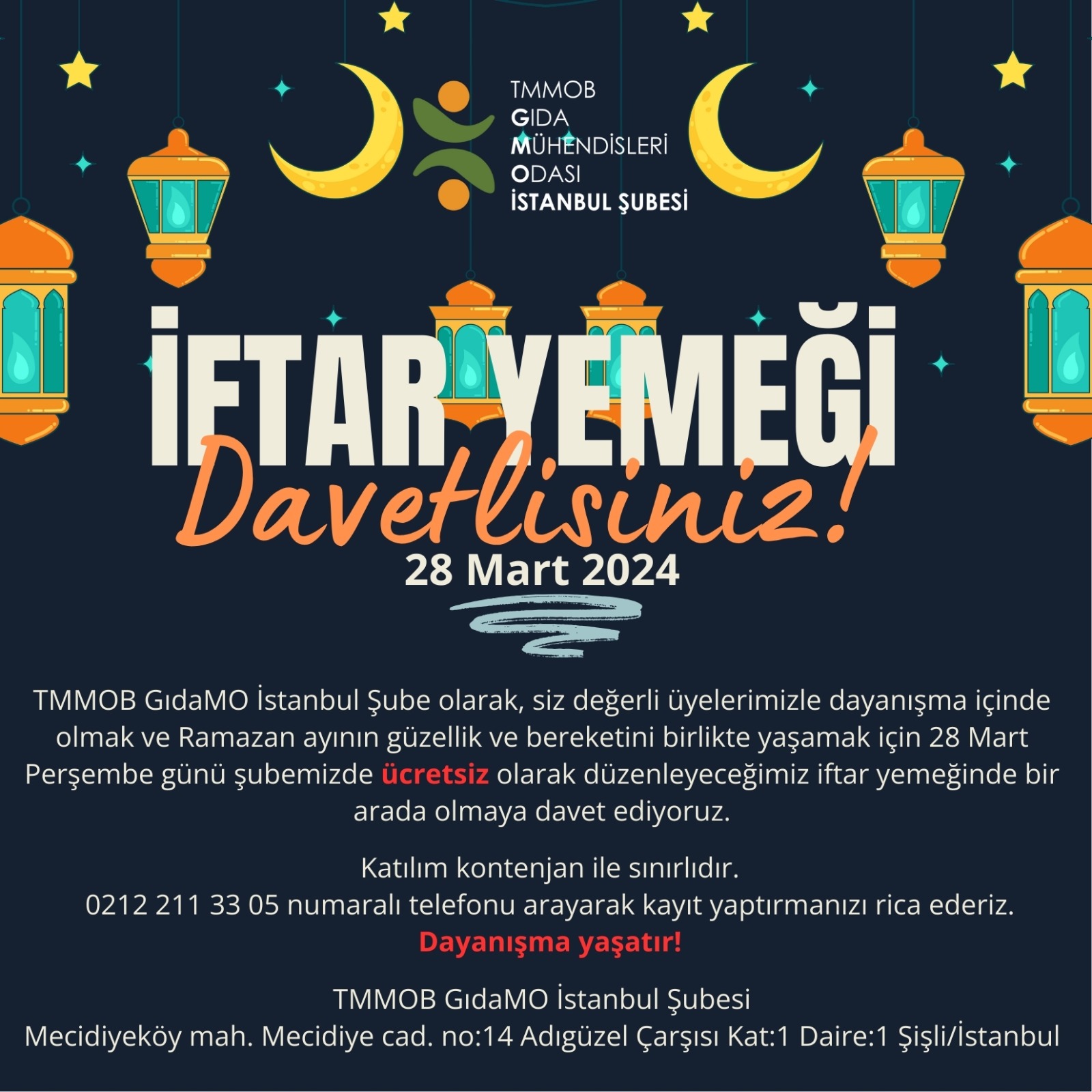 📢 İFTAR YEMEĞİMİZE DAVETLİSİNİZ