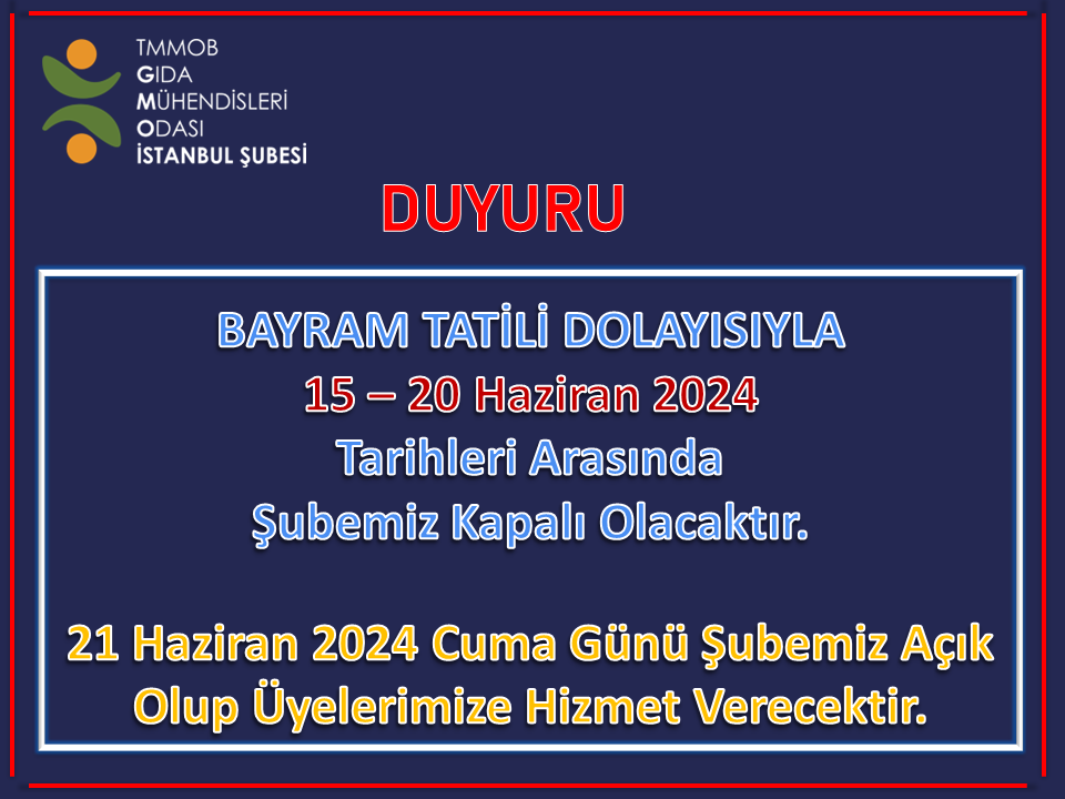 📢 BAYRAM TATİLİ ŞUBE MESAİ DUYURUSU