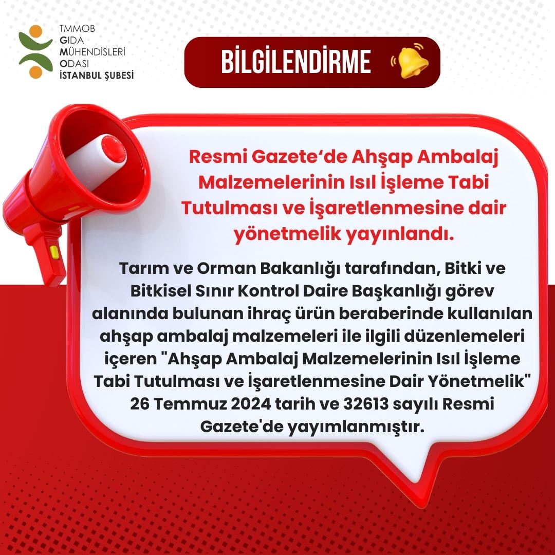 📢 26.07.2024 TARİH VE 32613 SAYILI RESMİ GAZETE/ AHŞAP AMBALAJ MALZEMELERİNİN ISIL İŞLEME TABİ TUTULMASI VE İŞARETLENMESİNE DAİR YÖNETMELİK YAYIMLANDI