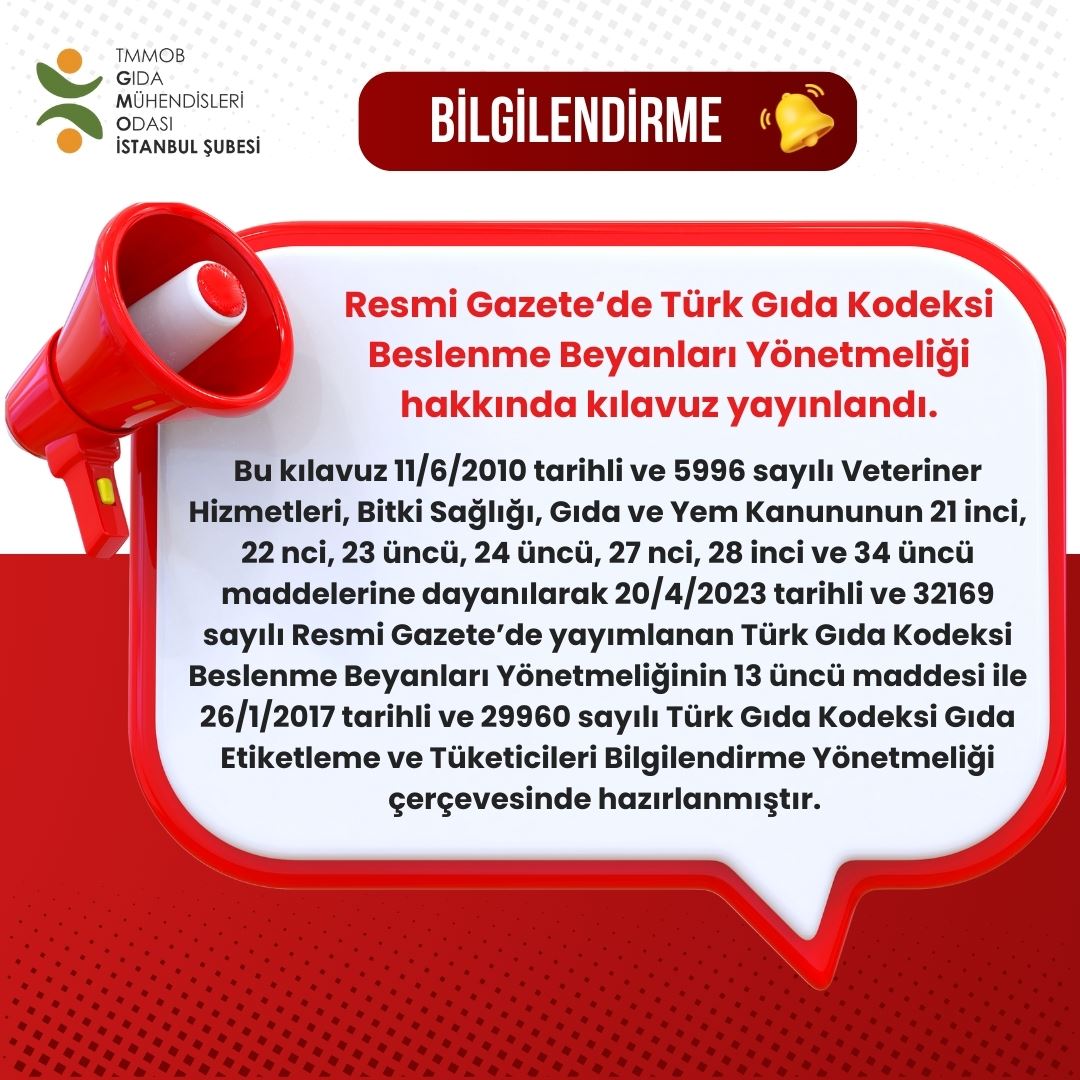 📢 TÜRK GIDA KODEKSİ BESLENME BEYANLARI YÖNETMELİĞİ HAKKINDA KILAVUZ YAYINLANDI