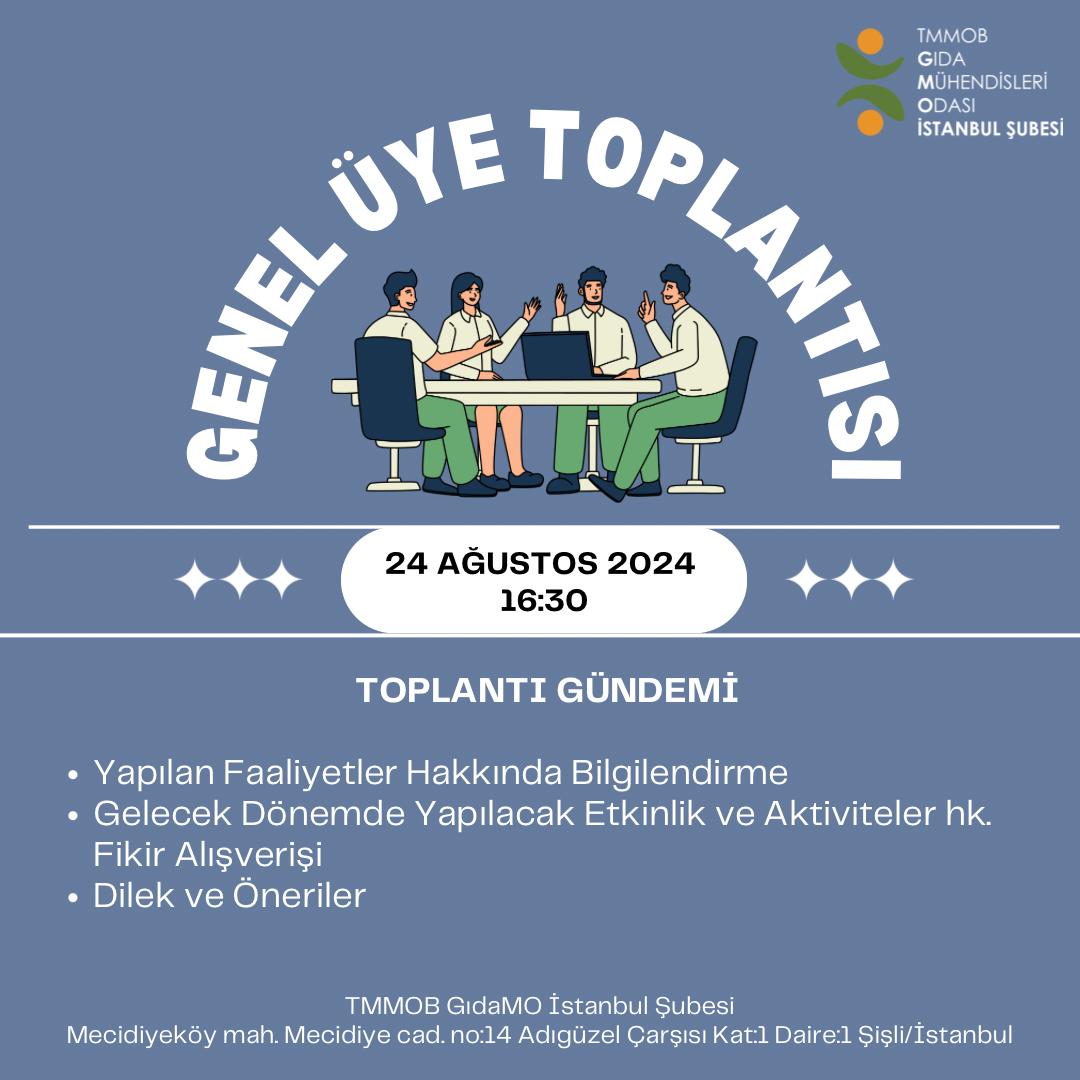 📢 TMMOB GIDAMO İSTANBUL ŞUBE GENEL ÜYE TOPLANTI DUYURUSU