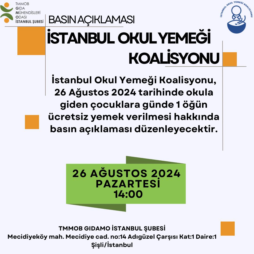 📢 İSTANBUL OKUL YEMEĞİ KOALİSYONU BASIN AÇIKLAMASINA ÇAĞRI