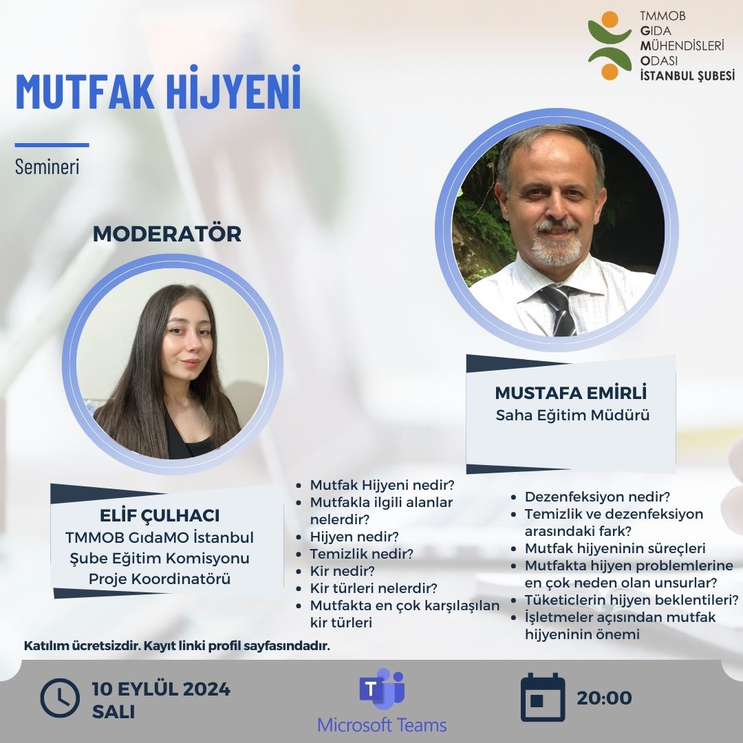 📢 ONLİNE /  MUTFAK HİJYENİ SEMİNER DUYURUSU