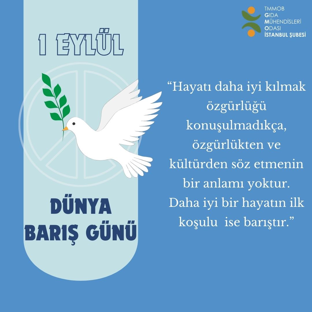 1 EYLÜL DÜNYA BARIŞ GÜNÜ KUTLU OLSUN 🕊️