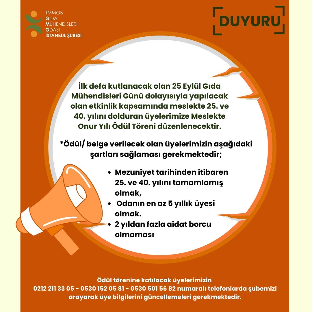 📢 MESLEKTE ONUR YILI ÖDÜL TÖRENİ DUYURUSU