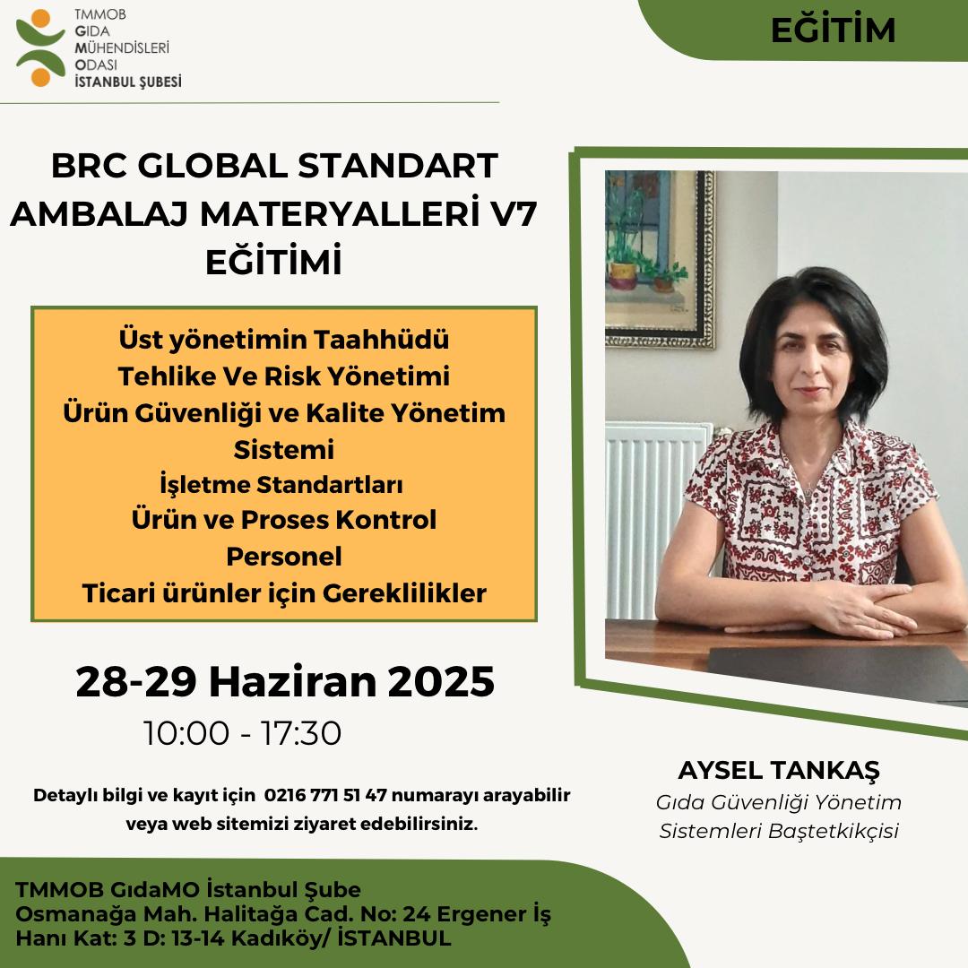 📢 YÜZYÜZE / BRC GLOBAL STANDART AMBALAJ MATERYALLERİ V7 EĞİTİM DUYURUSU