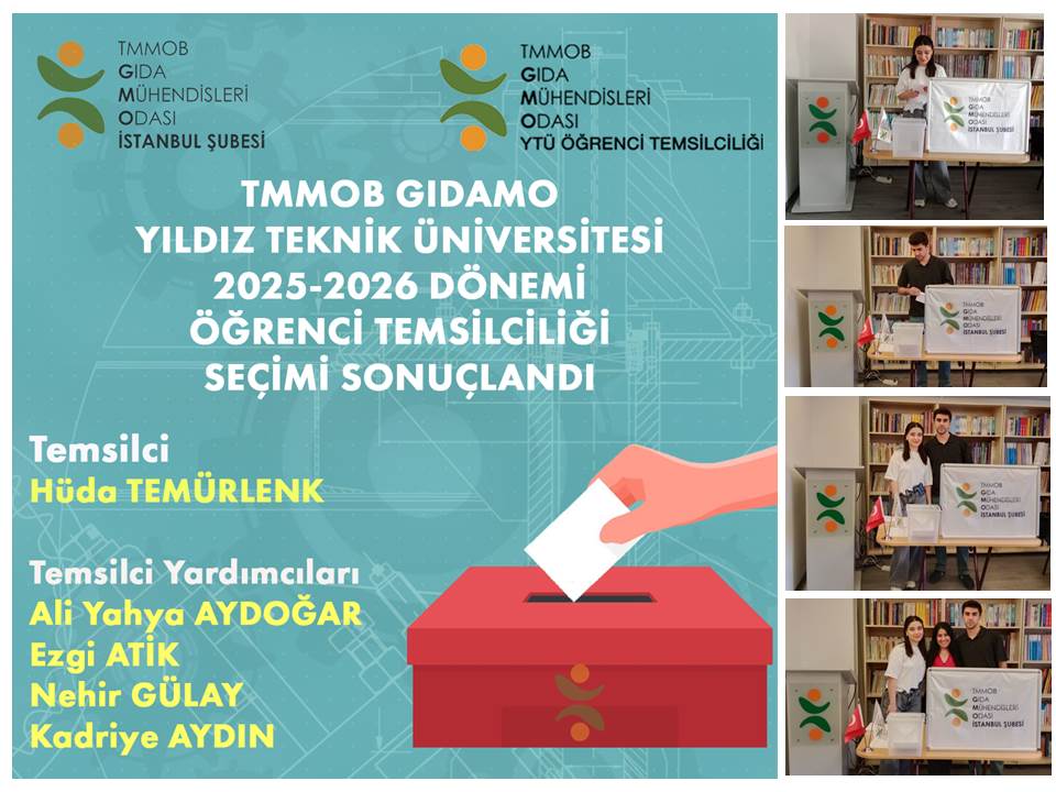 TMMOB GIDAMO YILDIZ TEKNİK ÜNİVERSİTESİ (GIDAMO YTÜ) ÖĞRENCİ TEMSİLCİLİĞİ SEÇİMİ SONUÇLANDI