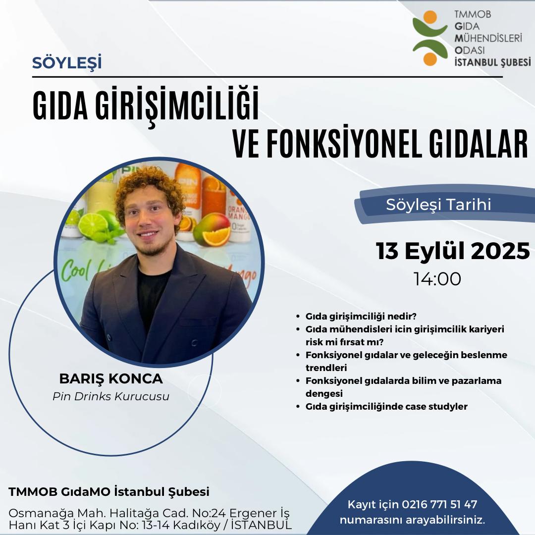 📢 YÜZ YÜZE / GIDA GİRİŞİMCİLİĞİ VE FONKSİYONEL GIDALAR SÖYLEŞİ DUYURUSU