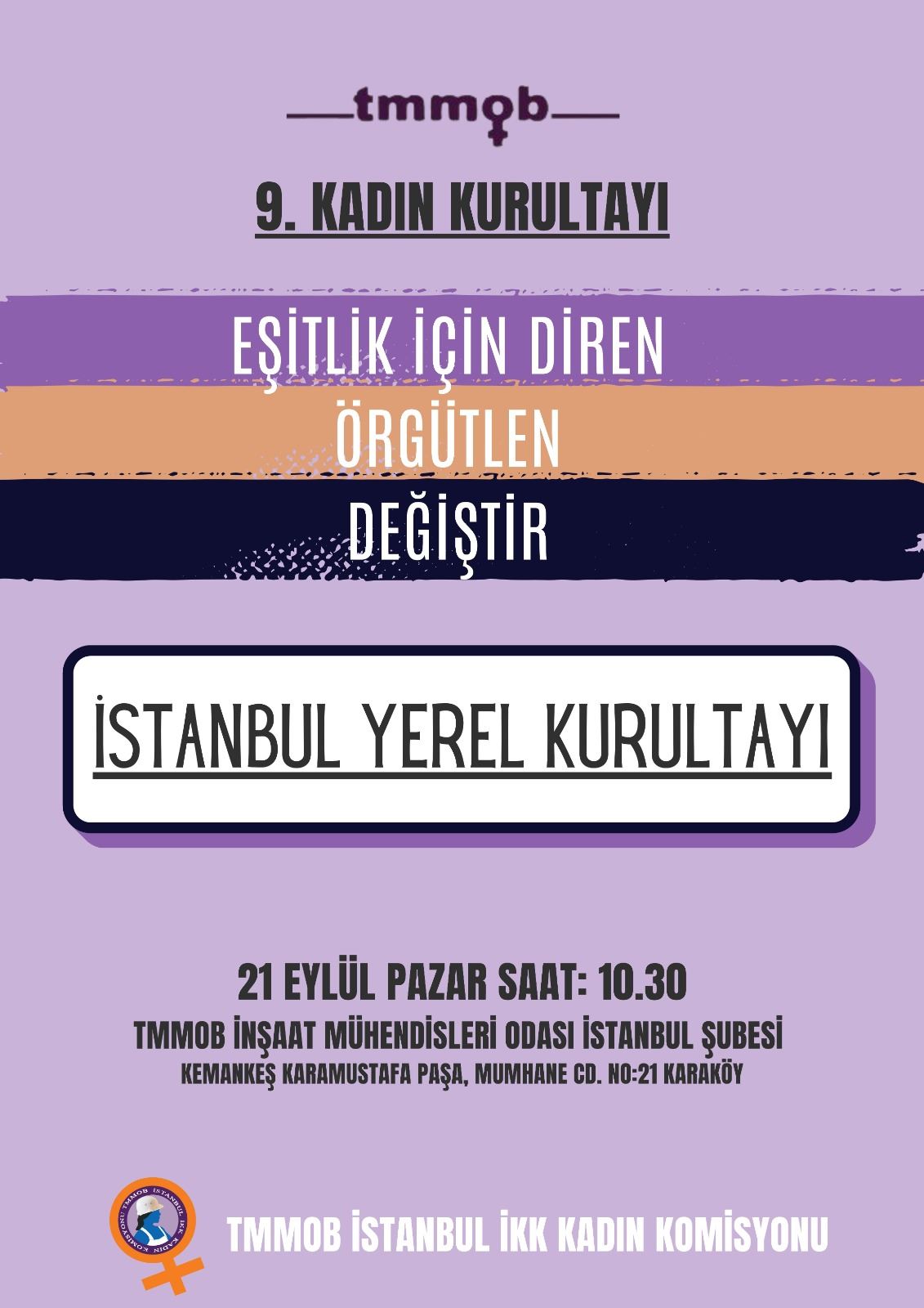 📢 TMMOB İSTANBUL İL KOORDİNASYON KURULU (İKK) KADIN KOMİSYONU 9. KADIN KURULTAYI – İSTANBUL YEREL KURULTAY DUYURUSU