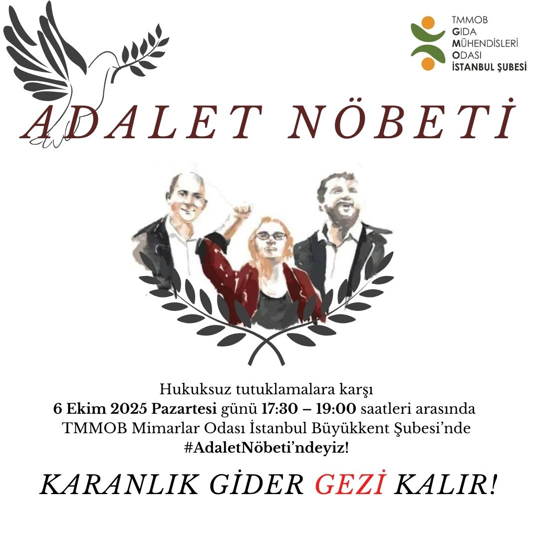 📢 HUKUKSUZ GEZİ TUTUKLAMALARINA KARŞI ADALET NÖBETİMİZ DEVAM EDİYOR! 06 EKİM 2025