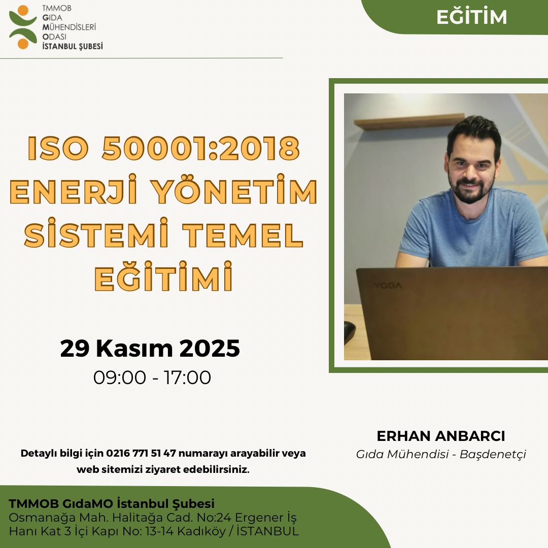 📢 ISO 50001:2018 ENERJİ YÖNETİM SİSTEMİ TEMEL EĞİTİM DUYURUSU