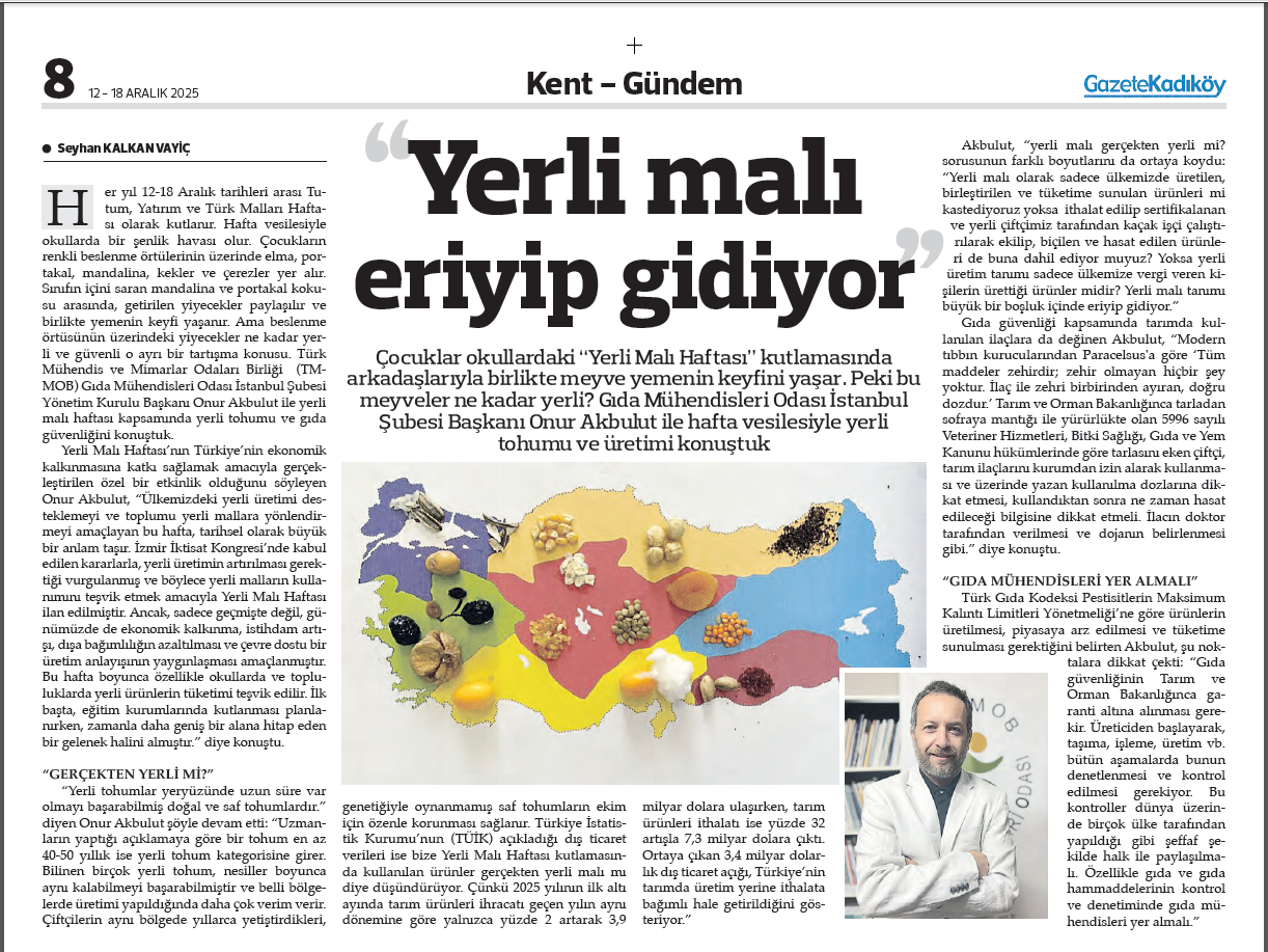 GAZETE KADIKÖY | YÖNETİM KURULU BAŞKANIMIZ ONUR AKBULUT İLE YERLİ MALI HAFTASI ÜZERİNE RÖPORTAJ