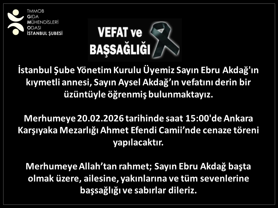 Vefat ve Başsağlığı- Yönetim Kurulu Üyemiz Ebru Akdağ'ın Annesi