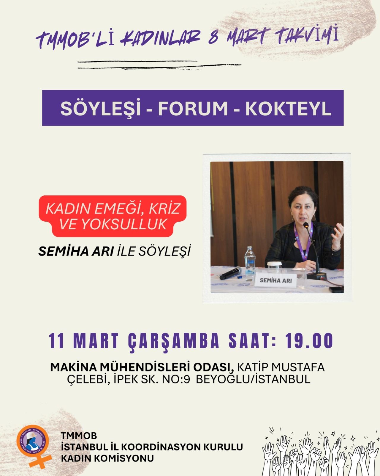 📢 TMMOB İSTANBUL İL KOORDİNASYON KURULU KADIN KOMİSYONU: 8 MART DÜNYA KADINLAR GÜNÜ ETKİNLİK TAKVİMİ DUYURUSU