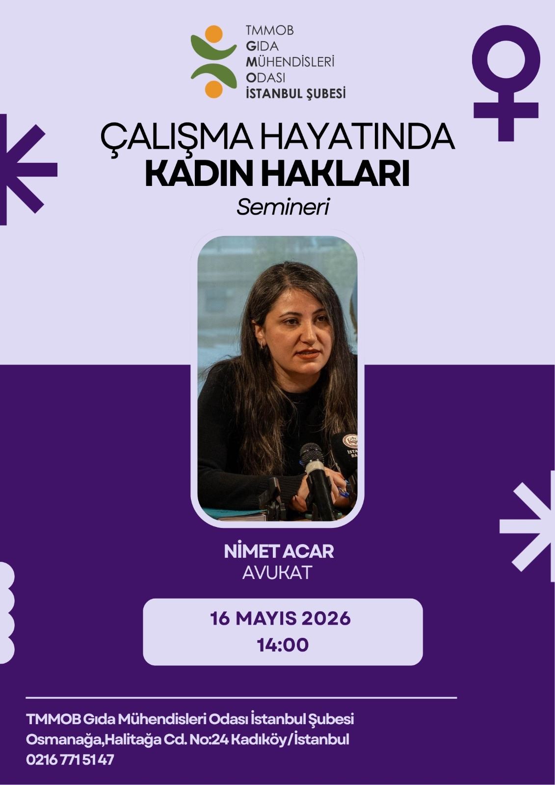 📢 ÇALIŞMA HAYATINDA KADIN HAKLARI SEMİNER DUYURUSU