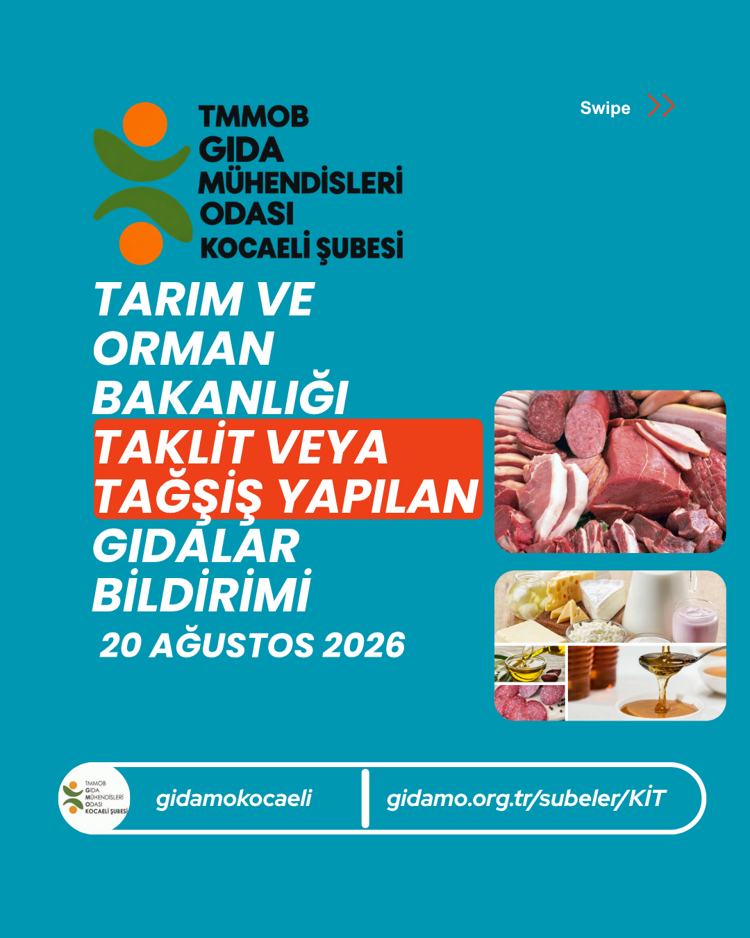20 Ağustos 2026 Tarihinde Tarım ve Orman Bakanlığı Tarafından Yayınlanan Taklit veya Tağşiş Yapılan Gıdalar Bildirimi