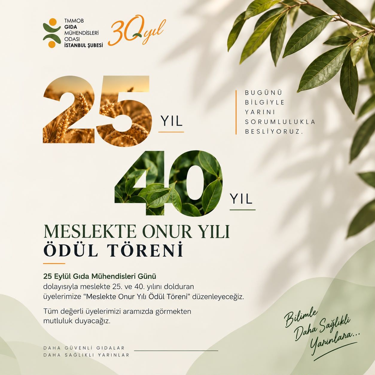 📢 MESLEKTE 25. VE 40. YIL ONUR ÖDÜLÜ ALACAK ÜYELERİMİZ İÇİN DUYURU