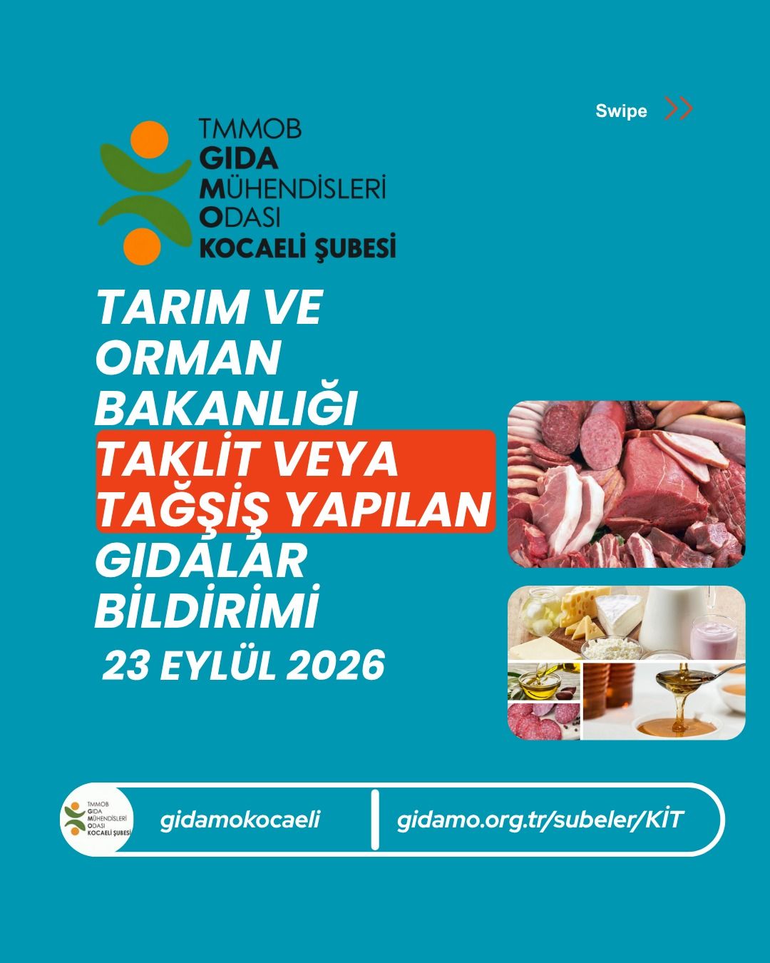 Tarım ve Orman Bakanlığı 23 Eylül 2026 tarihinde Taklit ve Tağşiş Gıdalar Listesini açıkladı.