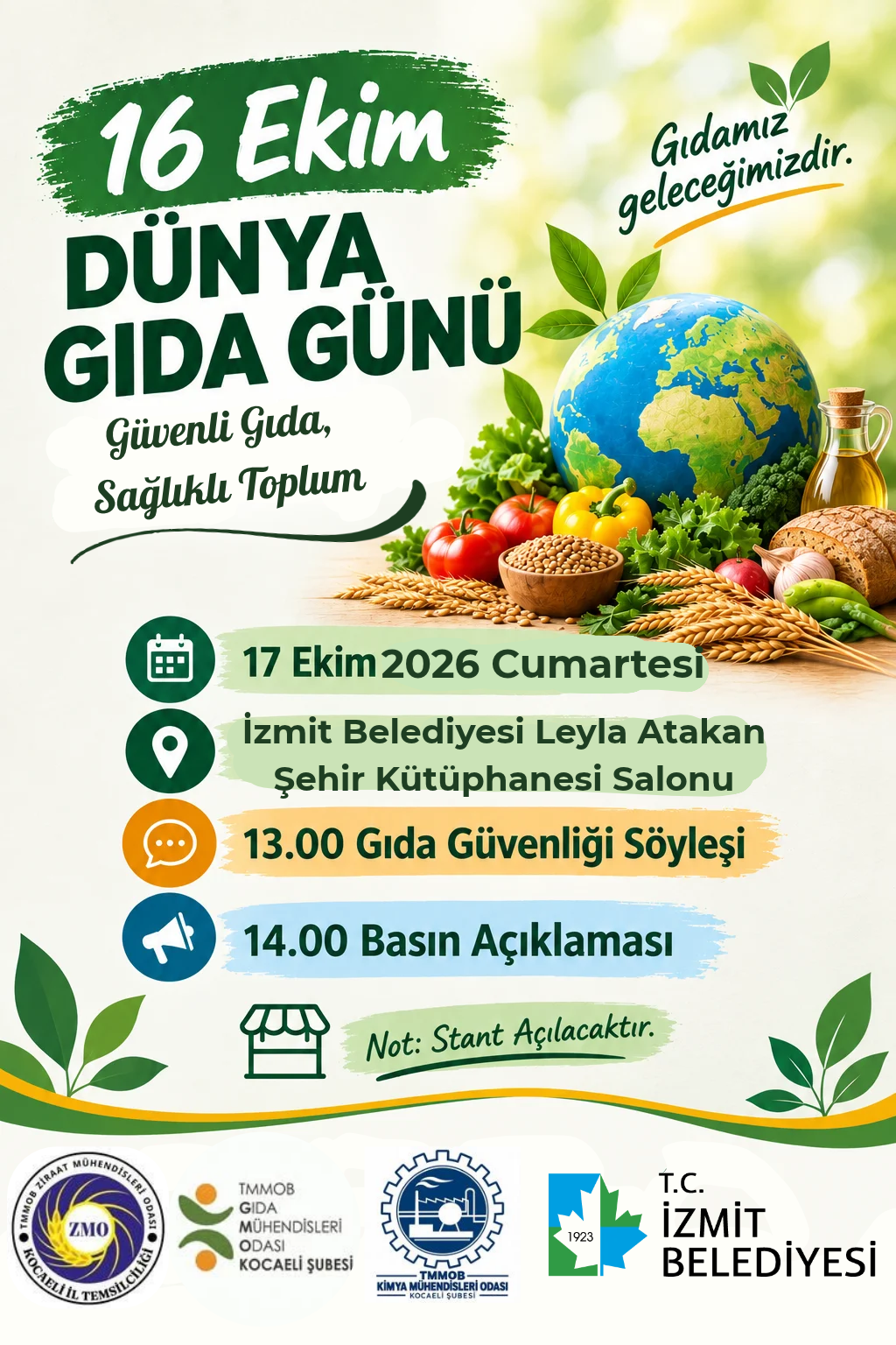 16 Ekim Dünya Gıda Günü Etkinliklerimize Davetlisiniz.