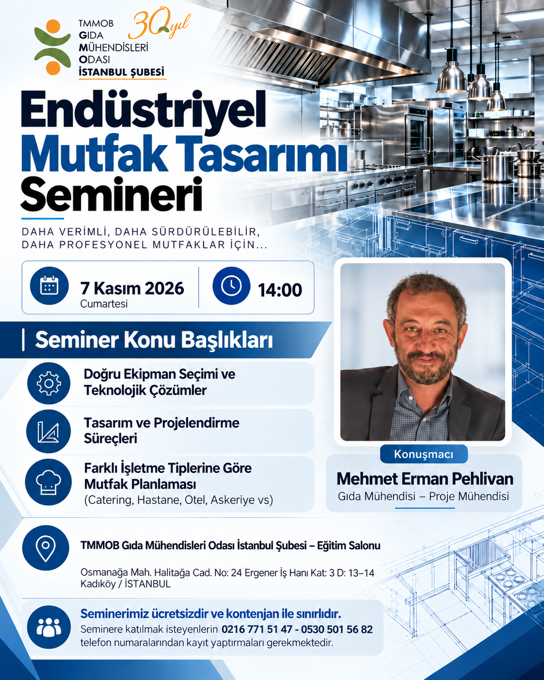 📢 ENDÜSTRİYEL MUTFAK TASARIMI SEMİNER DUYURUSU