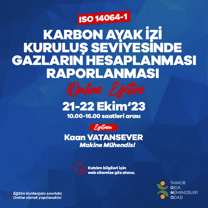 ONLİNE ISO 14064-1 2018 KARBON AYAK İZİ HESAPLAMA VE RAPORLAMA EĞİTİMİ