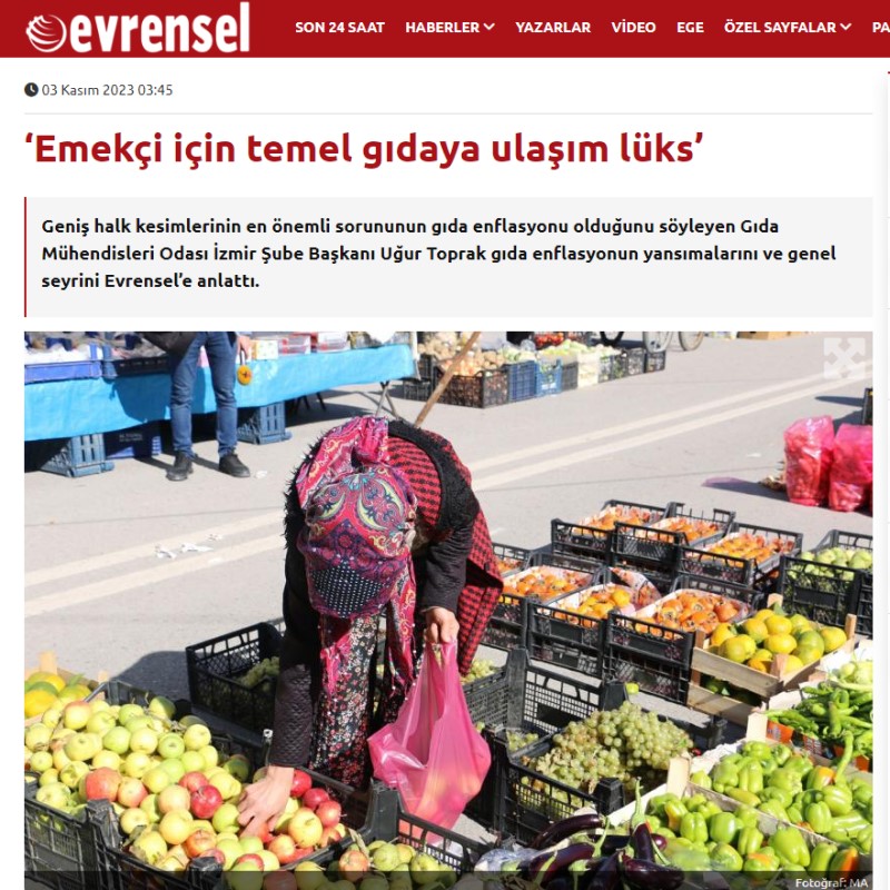 EVRENSEL: 'EMEKÇİ İÇİN TEMEL GIDAYA ULAŞIM LÜKS'