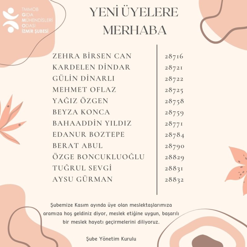 YENİ ÜYELERE MERHABA