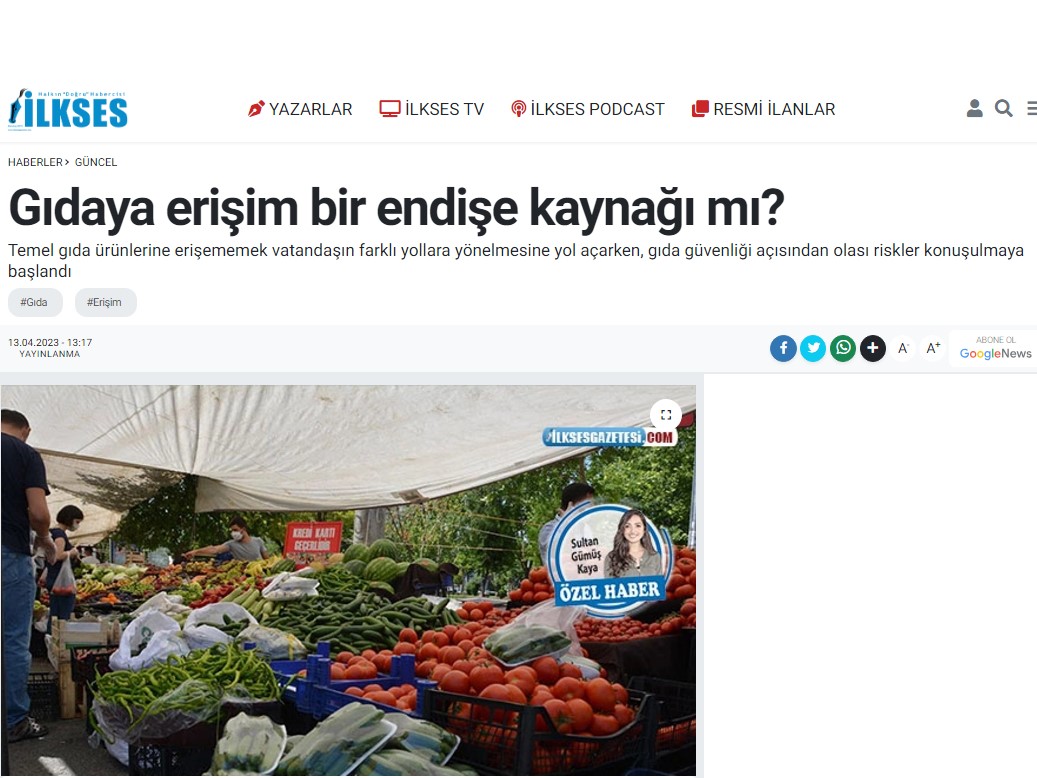 GIDAYA ERİŞİM BİR ENDİŞE KAYNAĞI MI?