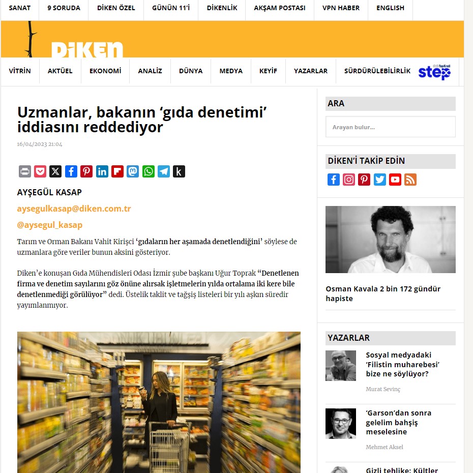 UZMANLAR, BAKANIN ‘GIDA DENETİMİ’ İDDİASINI REDDEDİYOR