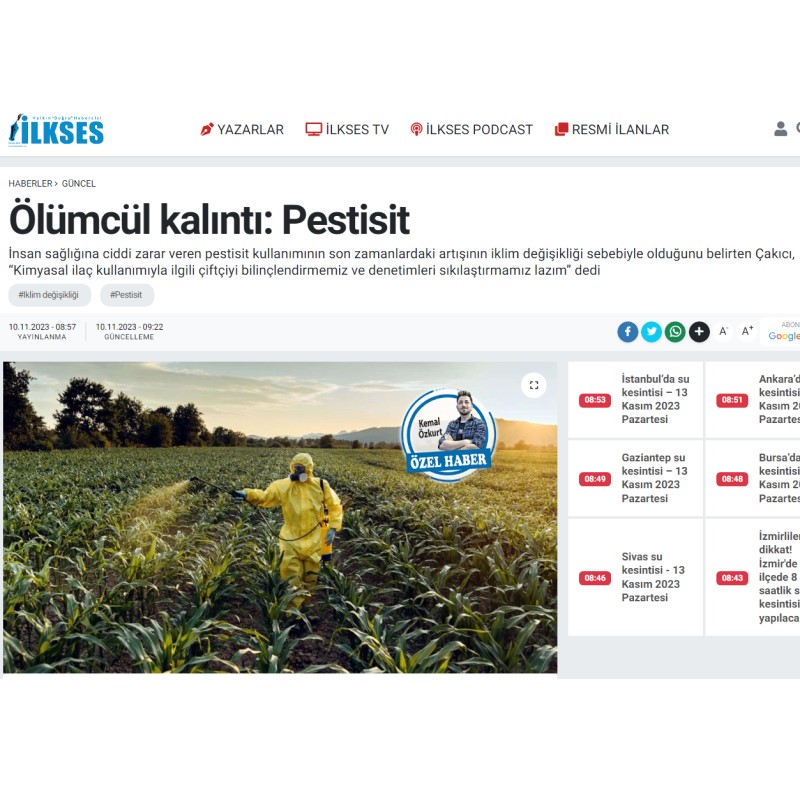 GAZETE İLKSES: "ÖLÜMCÜL KALINTI: PESTİSİT"