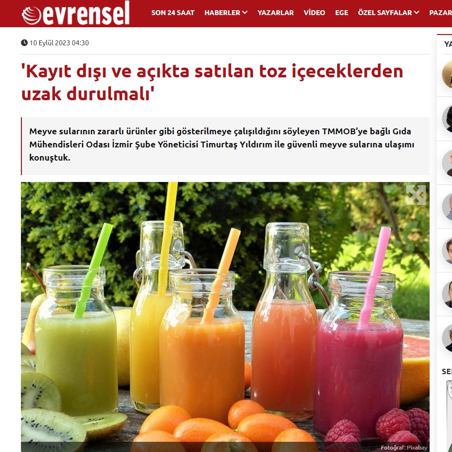 EVRENSEL: "KAYIT DIŞI VE AÇIKTA SATILAN TOZ İÇECEKLERDEN UZAK DURULMALI"