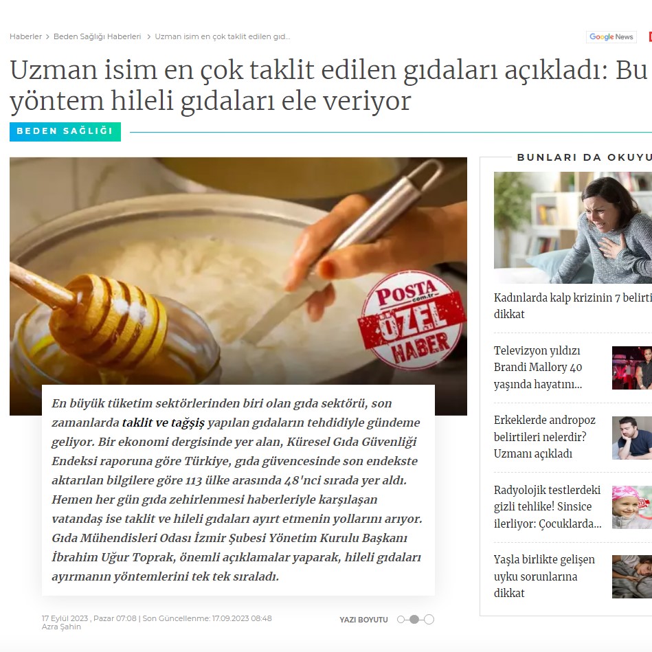 POSTA: "UZMAN İSİM EN ÇOK TAKLİT EDİLEN GIDALARI AÇIKLADI: BU YÖNTEM HİLELİ GIDALARI ELE VERİYOR"