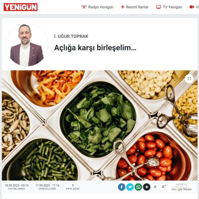 GAZETE YENİGÜN: AÇLIĞA KARŞI BİRLEŞELİM..